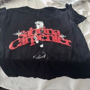 Black Graphic T-Shirt with Red Print